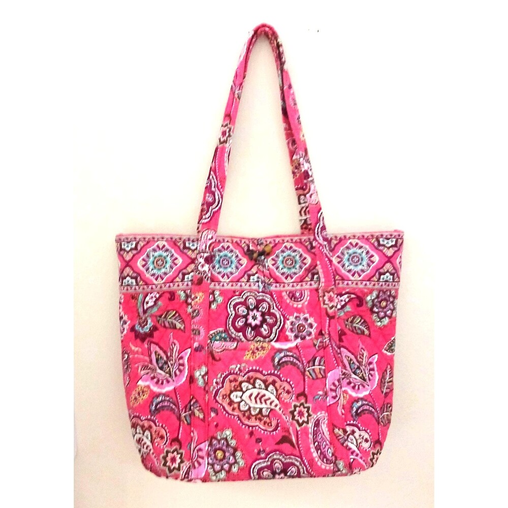 NEW Vera Bradley Lg Tote Bag Call Me Coral Quilted Pink Floral 18 x14